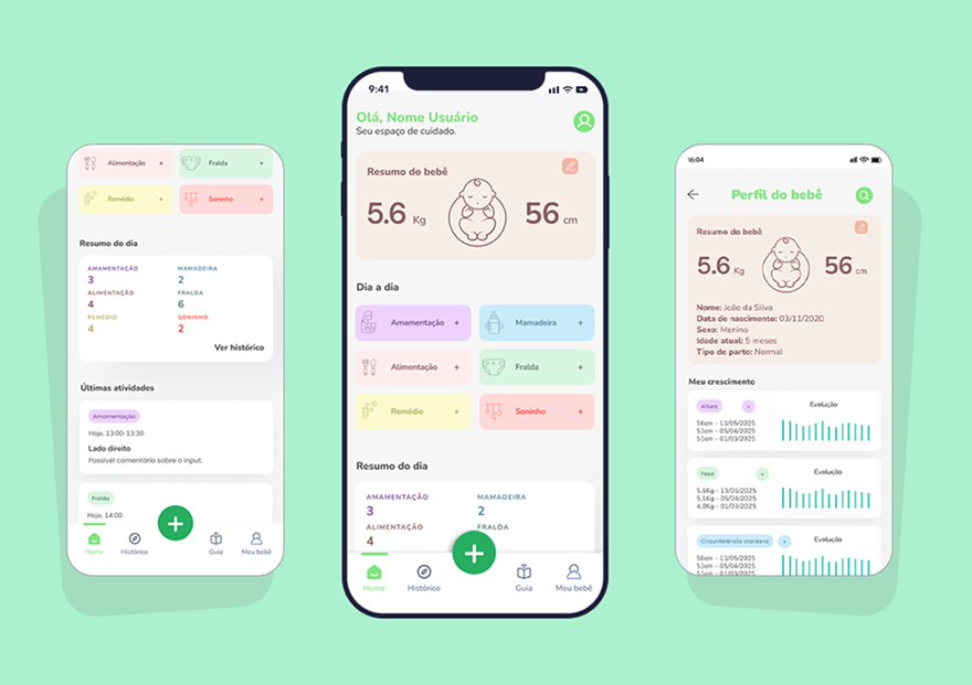 My Baby Routine - Mockups dos Apps