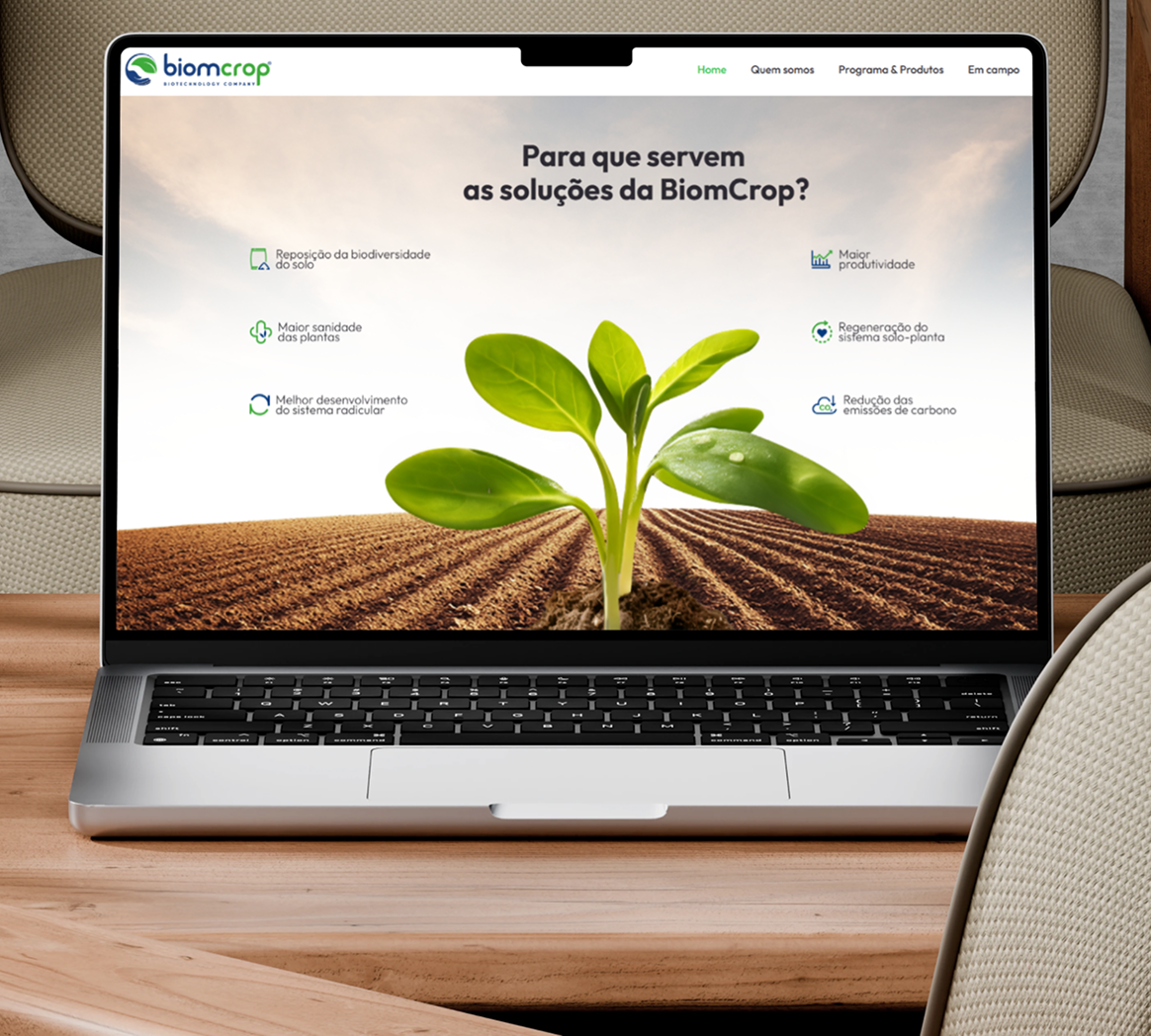 Website Biomcrop - tela inicial