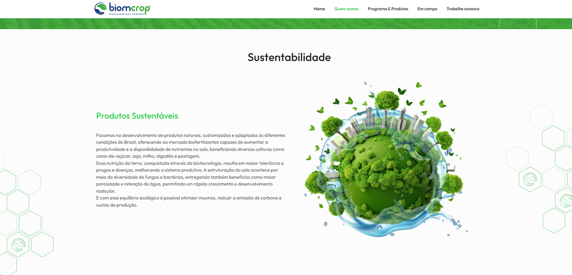 Website Biomcrop - sustentabilidade