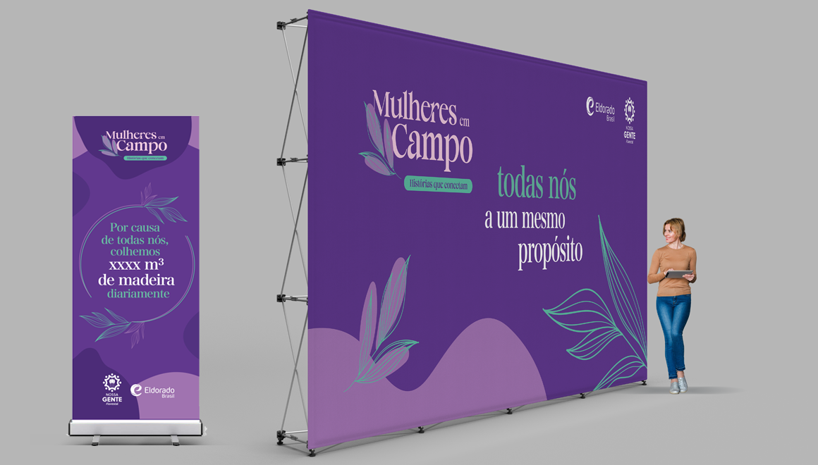 Mulheres em Campo - Backdrops e Totem Eldorado